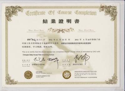 唐婷美容師結(jié)業(yè)證書